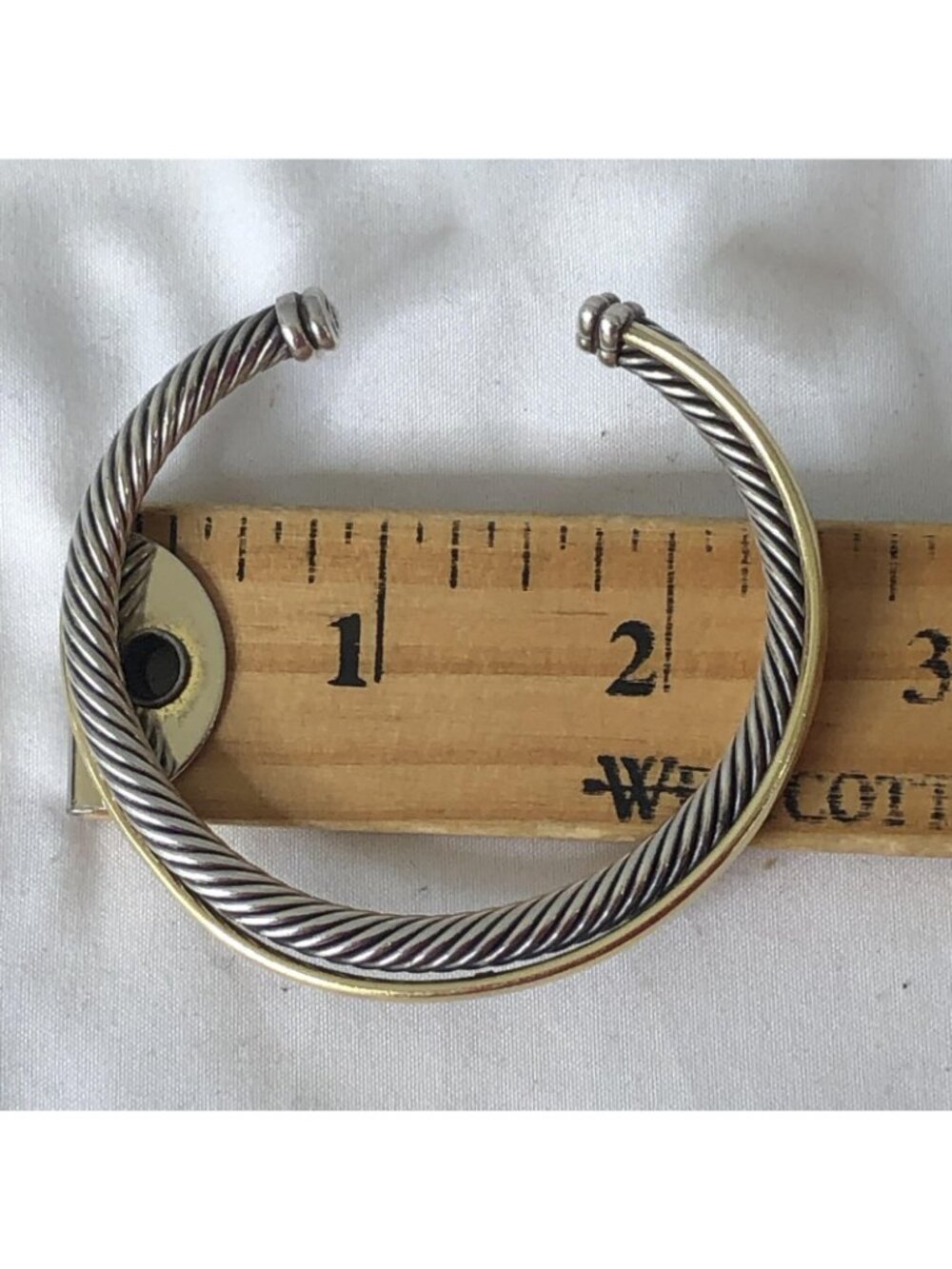 David Yurman Sterling Silver 925 Cuff Bracelet Two Tone Cable Jewelry Modern - Picture 4 of 16